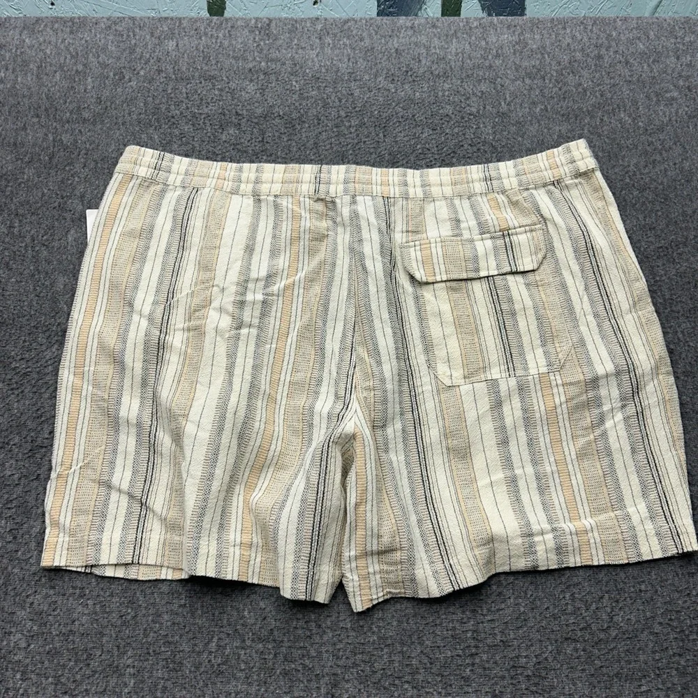 Lucky Brand Shorts Mens 4XL Cream Striped Cotton Drawstring New Boho‎ Resort